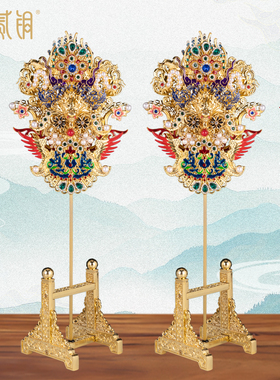 手工合金金花虎爷香炉供奉摆件