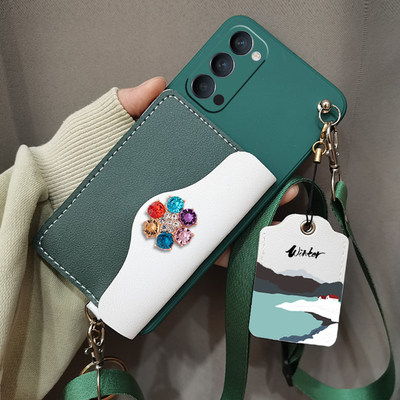适用OPPOreno4pro手机壳斜跨背带绳reno4pro零钱包卡包壳PDPT00手机套PDPM00保护壳保护套挂脖绳门禁卡包卡套