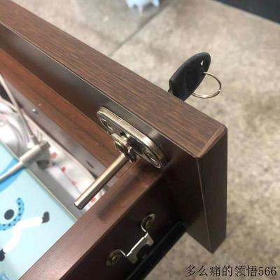 抽屉锁三连锁办公桌抽屉锁芯一锁三小锁三联锁文件柜锁头联动锁.