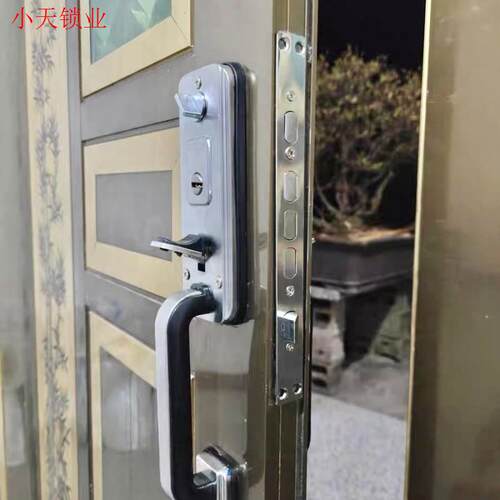 罗普斯金铝合金对开防盗门锁老式大把拉手按压门锁不锈钢大门豪.