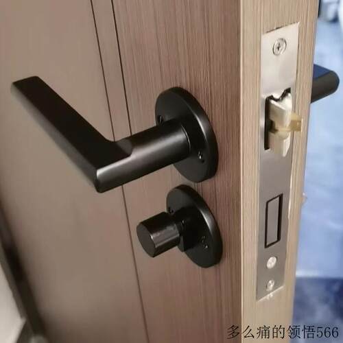 分体卧室室内锁具家用静音锁把手房间实木门磁吸房门锁通用型黑.