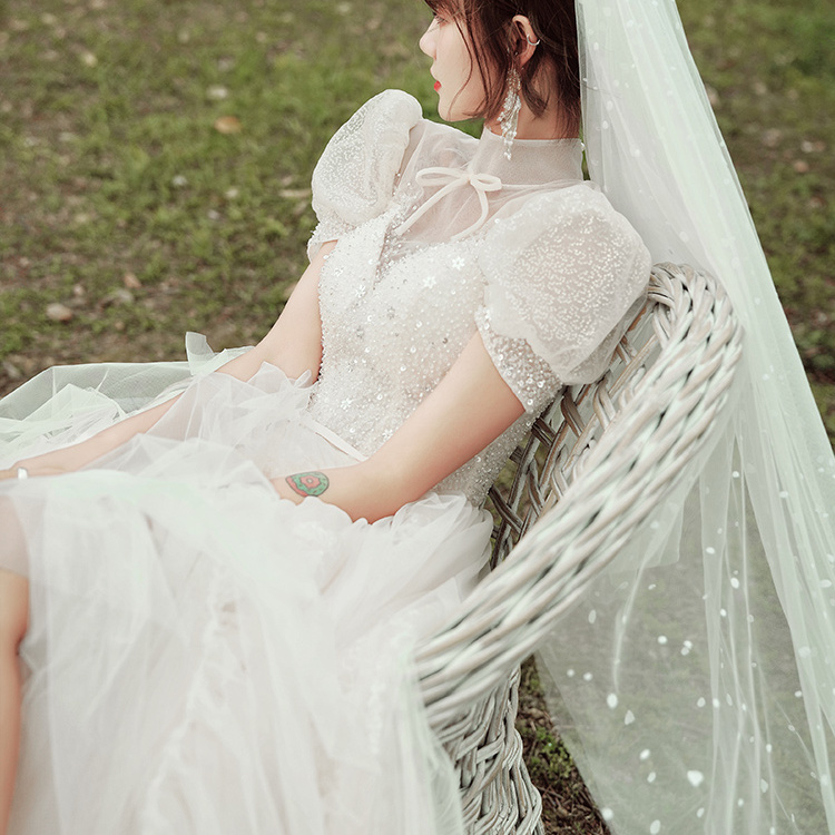 绝美领证轻婚纱礼服租赁新娘仙气晨袍出门纱迎宾纱出租2025新春款