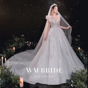 小众绝美一字肩轻婚纱礼服租赁新娘出门纱迎宾纱出租2025新款虎丘