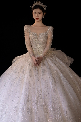 高端重工kc婚纱主纱租赁冬天长袖