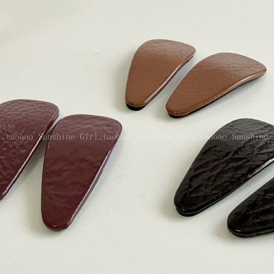 秋冬纹理pu皮水滴刘海夹侧面边夹发夹碎发夹子发卡BB夹简约气质