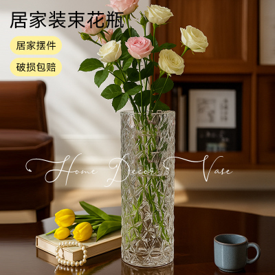 轻奢玻璃花瓶透明水养鲜花富贵竹ins风插花器皿客厅桌面装饰摆件