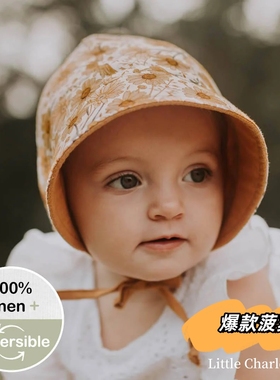 2025春夏澳洲Bedhead儿童 薄亚麻田园帽双面防晒遮阳帽外出新生儿