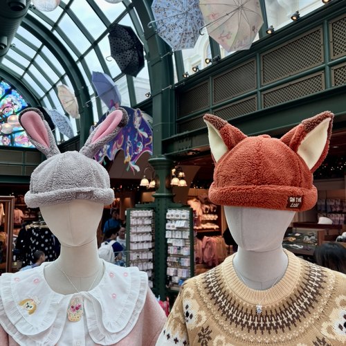 香港迪士尼疯狂动物城2朱迪尼克可爱卡通保暖大耳朵尾巴帽子