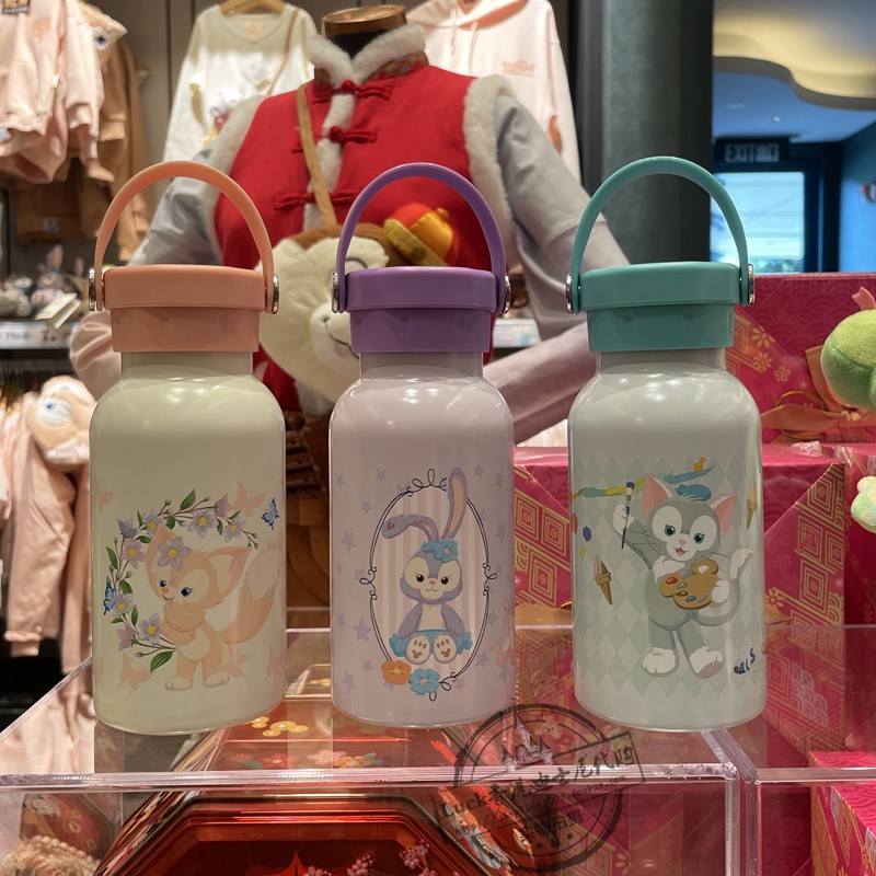 香港迪士尼手提保温壶直饮贝儿星黛露托尼饼饼不锈钢卡通学生水杯