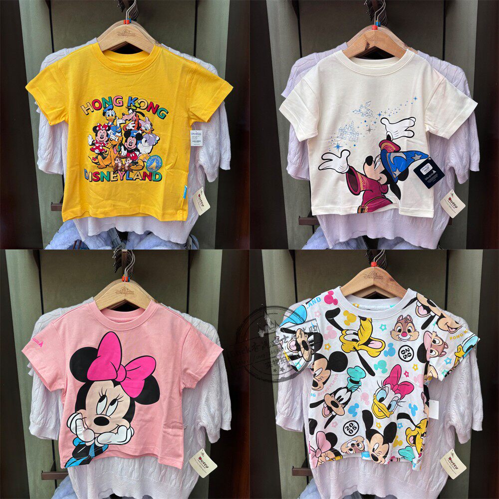 香港迪士尼乐园儿童短袖T恤米奇妮高飞唐老鸭黛西卡通可爱夏上衣