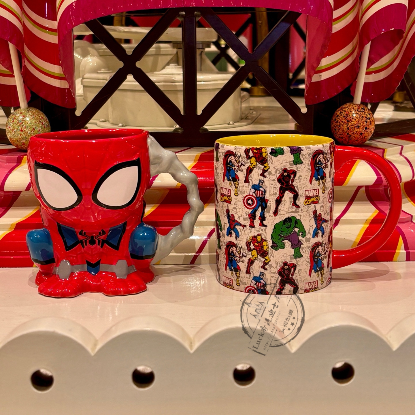 香港迪士尼乐园漫威英雄Spider-Man钢铁蜘蛛侠绿巨人陶瓷马克杯子