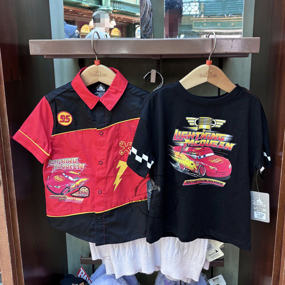 香港迪士尼乐园儿童装夏季 汽车总动员闪电麦昆卡通短袖棉T恤衬衫
