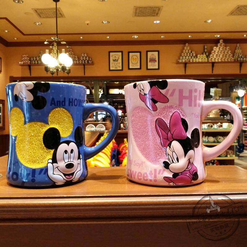 香港迪士尼乐园陶瓷杯 米奇米妮Mickey情侣爱心卡通正品马克杯子