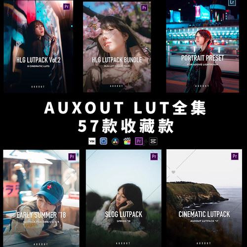 AUXOUT Lut旅拍人像合集索尼lut 57款HLG2/cine/slog2/slog3 pp值