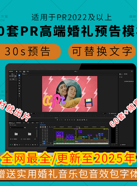 2025高级婚礼PR模板预设快剪短片预告 MV60套合集工程字幕素材lut