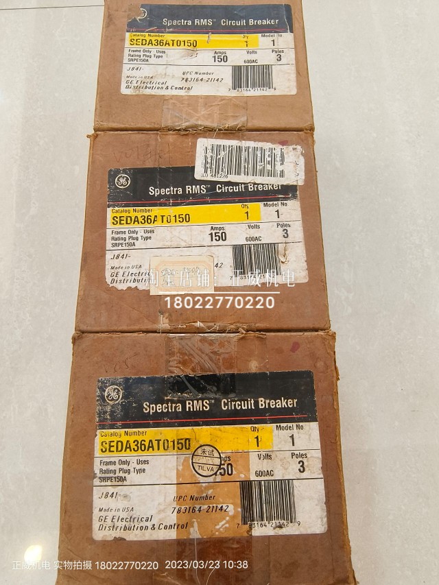 Record Plus通用GE美国产塑壳断路器SEDA36AT0150  3P 150A