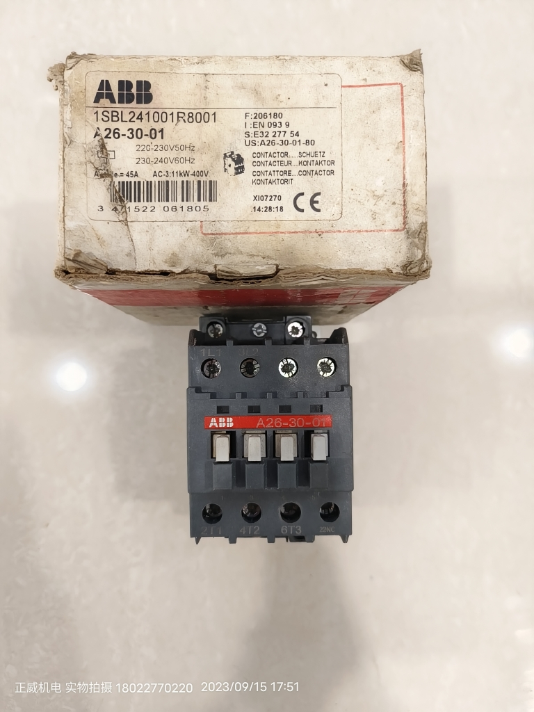 ABB接触器A26-30-01 220V老款备件，新款AX26/AX25.2-30-11