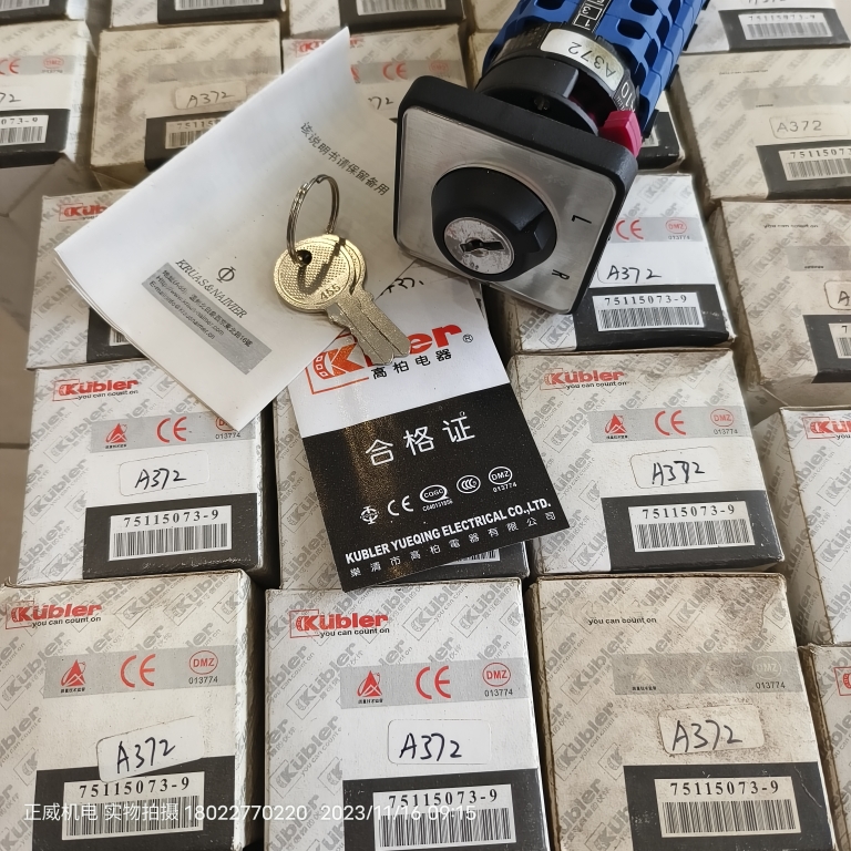 kubler高柏万能转换开关CA10 A372带钥匙2位置LR/8层电梯高压备件