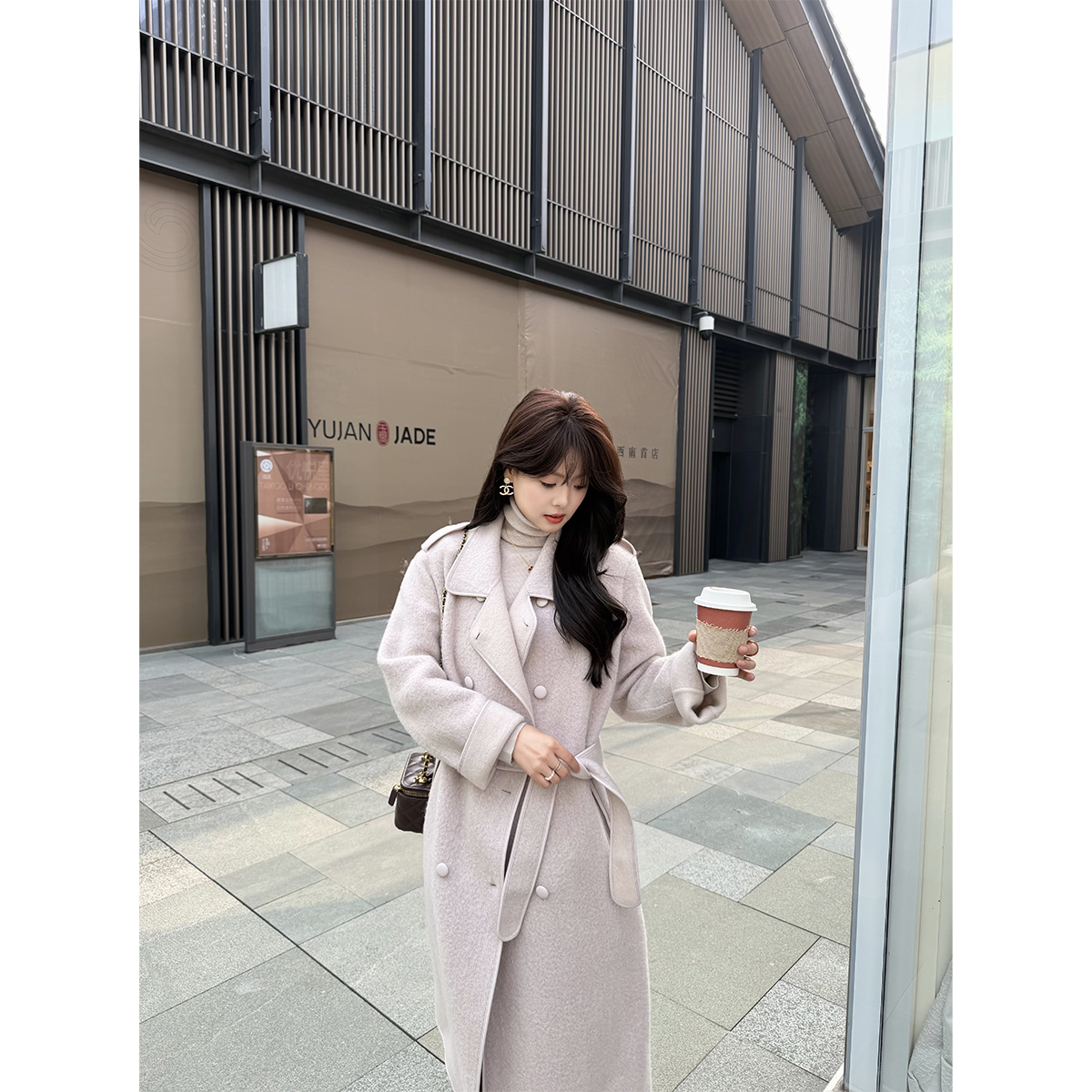 【TKIKI】苏力羊毛双面呢大衣 秋冬长款过膝高级感气质保暖外套