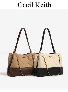 王丽坤同款托特包2025新小香风大容量菱格链条流浪单肩斜挎麂皮包