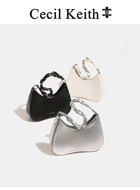 香港cecilKeith高级感法式腋下包女2024新款新月包单肩斜挎月牙包