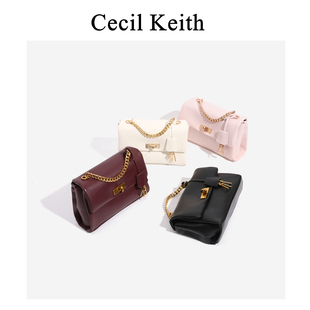 Cecil&Keith25春新款 kerry邮差包大容量腋下包百搭链条单肩小方包