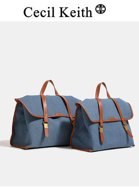 cecilKeith明星同款song游厉公文包帆布牛仔双肩包大容量手提包女