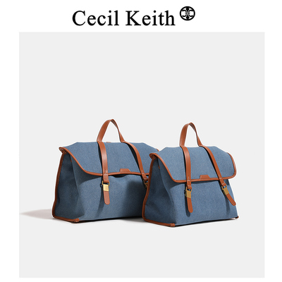 cecilKeith明星同款song游厉公文包帆布牛仔双肩包大容量手提包女