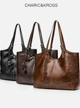 CHRIC&KROSS风筝托特包2025植鞣油蜡皮手提包大容量通勤单肩包女