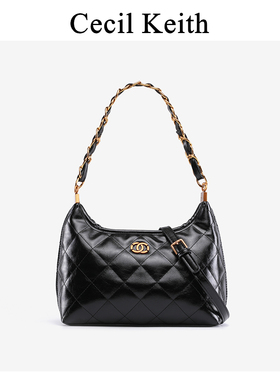 香港小香风包包女2025春新款欧美复古超火斜挎腋下单肩包链条包女