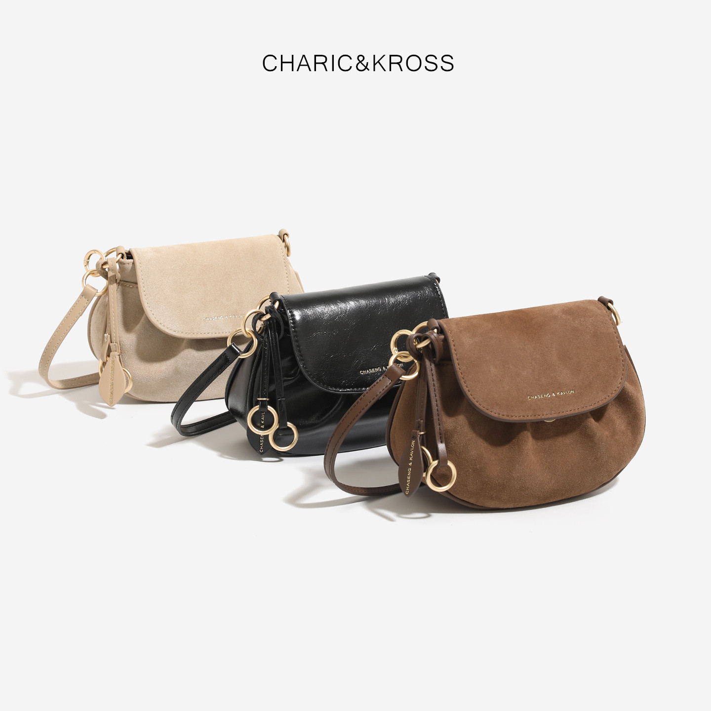 CHARIC&KROSS秋冬复古翻毛皮马鞍包女美拉德风通勤单肩斜挎小猪包,箱包皮具/热销女包/男包,马鞍包,淘宝优惠券,粉丝福利购,淘宝优惠卷