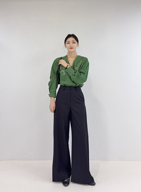 李cc·早秋复古高级感显瘦垂坠感高腰阔腿休闲裤