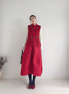 李cc·中式福禄双全钉珠葫芦毛呢马甲