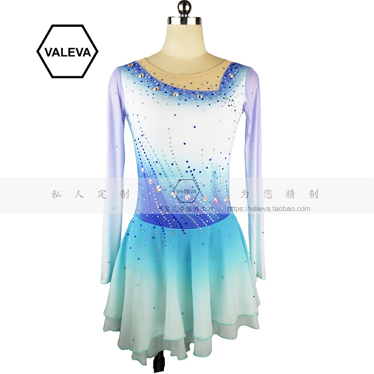 VALEVA花样滑冰表演服儿童成人女滑冰服比赛考斯滕演出服舞蹈渐变