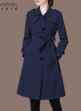 2025春装新品女士风衣中长款纯色上衣单排扣大码显瘦外套女K38