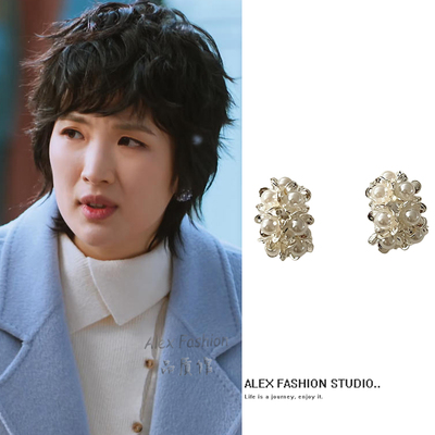 老舅冯娟姚安娜同款耳环复古高级感温柔小众设计花朵C圈耳钉耳饰