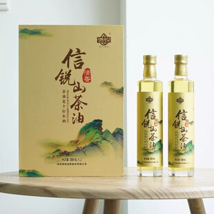 信锐山茶油野生山茶油纯正食用油茶树油压榨茶籽油500ML2瓶礼盒装