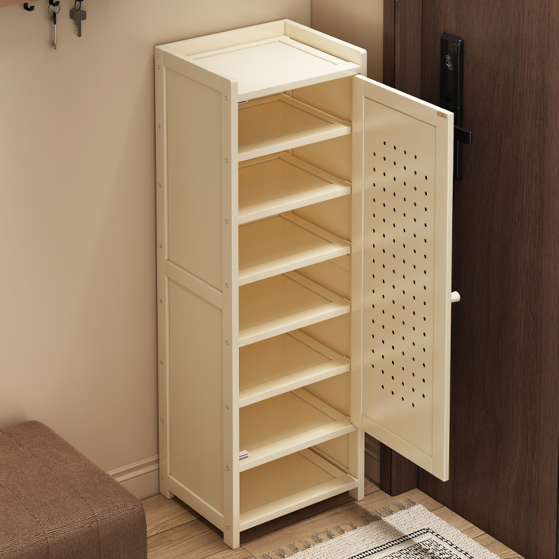 菲罗米尔奶油风单门楠竹鞋架家用