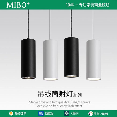 明装筒灯吊线圆柱形长筒射灯吊灯