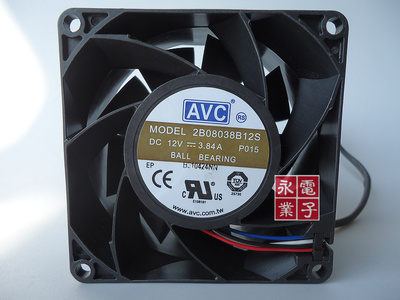 正品 台湾AVC 2B08038B12S 8038 12V 3.84A 4线 服务器大风量风扇