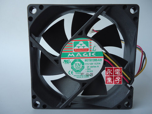 原装永立 MAGIC MGT8012MB-A20 8020 12V 0.21A 三线测速机箱风扇