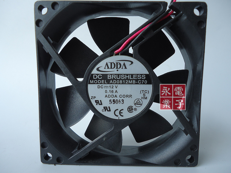 正品 ADDA AD0812MB-C70 8020 8CM 12V 0.16A 2线 机箱 散热 风扇