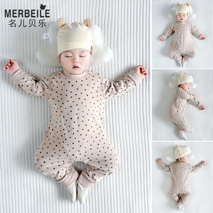 婴儿连体衣秋冬款新生儿衣服纯棉长袖睡衣秋冬季男女宝宝爬服哈衣
