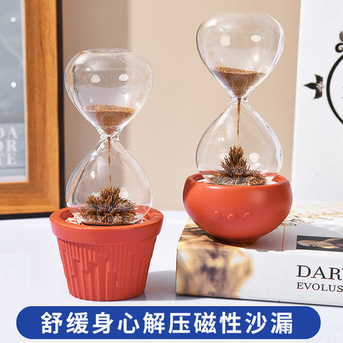 磁铁摆件感计时器创意玻璃沙漏 迷你小时间磁力摆件流沙沙漏