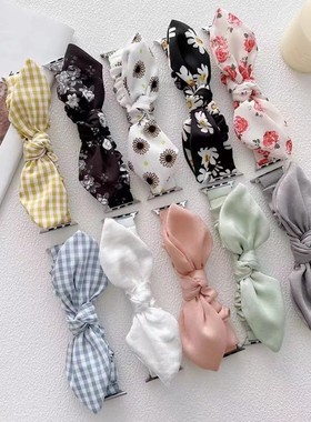 适用苹果11/10789iwatch654SE2大肠圈手表带蝴蝶结单圈弹力ultra3