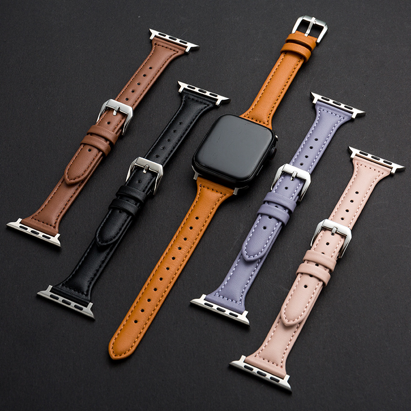 适用苹果iwatch87超纤真皮手表带
