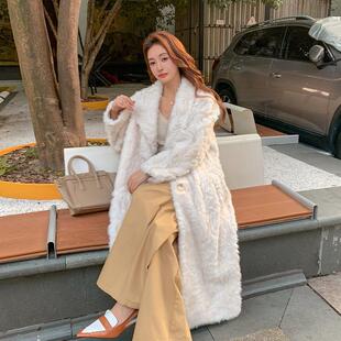 环保皮草皮毛一体外套女中长款小湖羊毛绒大衣2024秋冬设计师新款