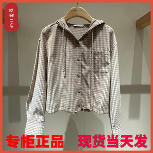 专柜正品 2026年春国内商场同款 MIAC188 连帽格子衬衫 MSLAN新款