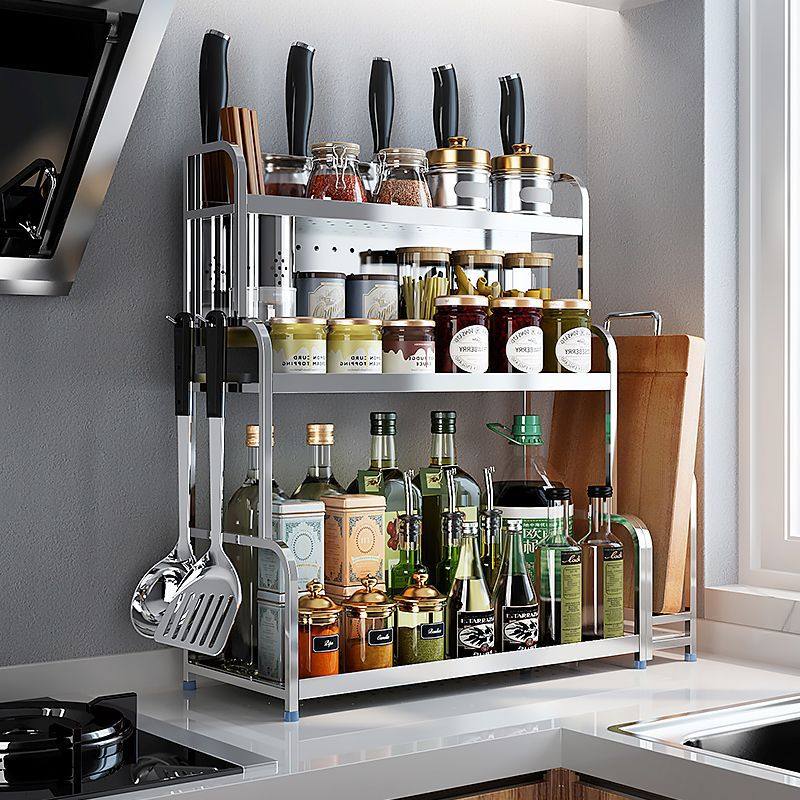 304不锈钢厨房置物架落地桌面多层调味料架储物壁挂收纳刀架厨架,厨房/烹饪用具,抹布架/厨房清洁收纳架,淘宝优惠券,粉丝福利购,淘宝优惠卷