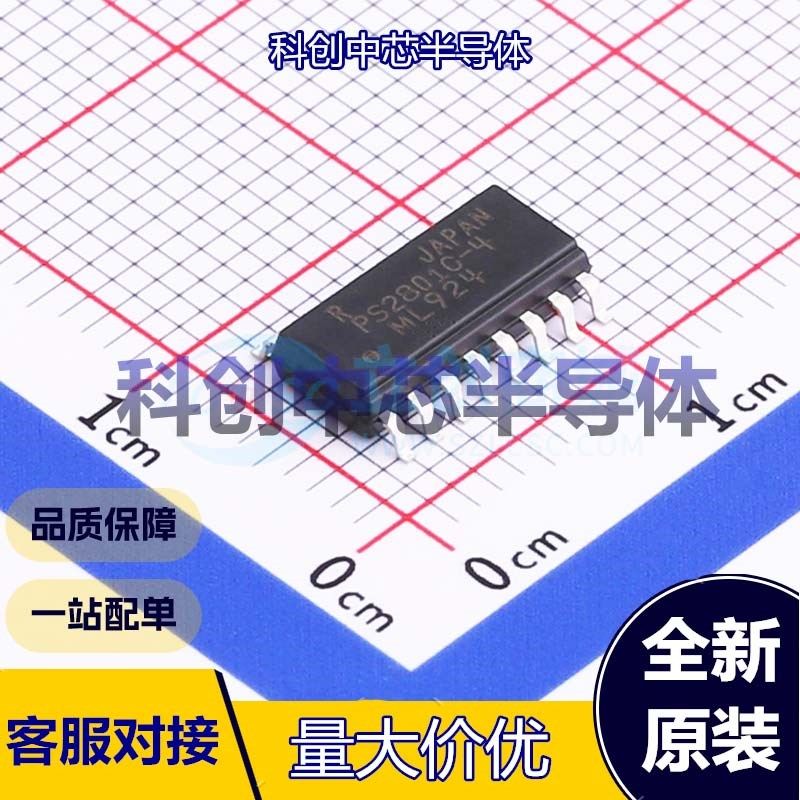 1个 PS2801C-4-F3-A 晶体管输出光耦 SOP-16-4.4mm DC 光电三极管